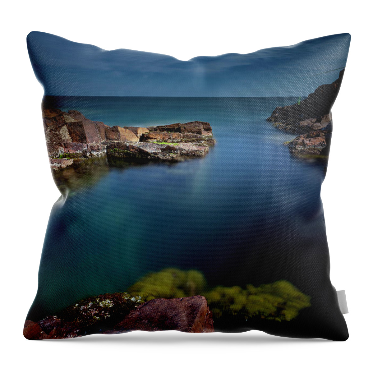 Scenics Throw Pillow featuring the photograph French Riviera Shoreline by Mako Photo