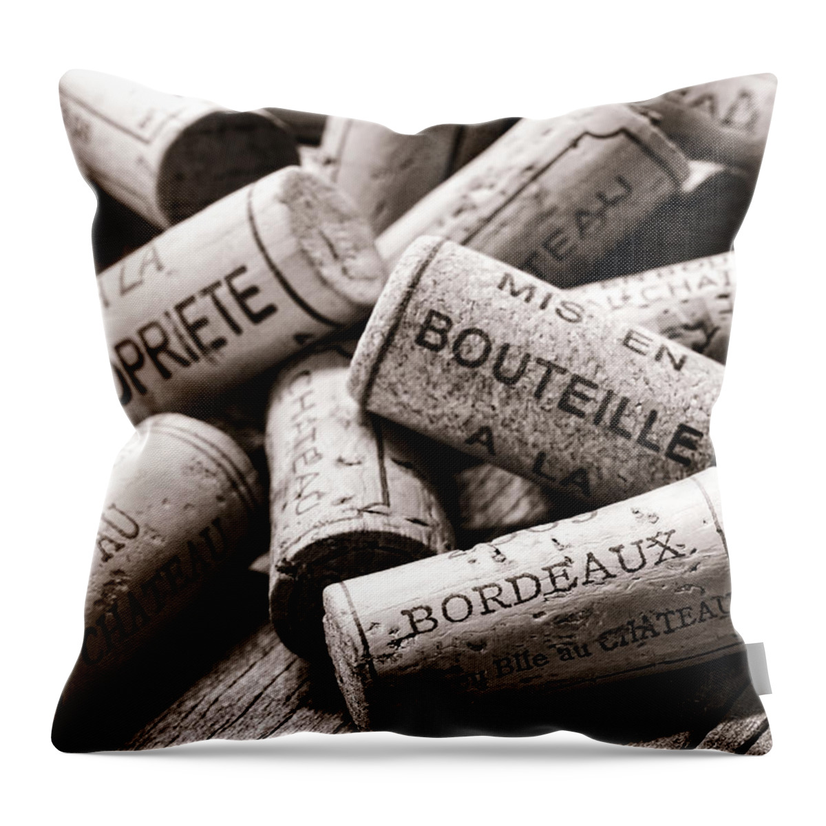 Corks Throw Pillow featuring the photograph French Wine Corks by Olivier Le Queinec