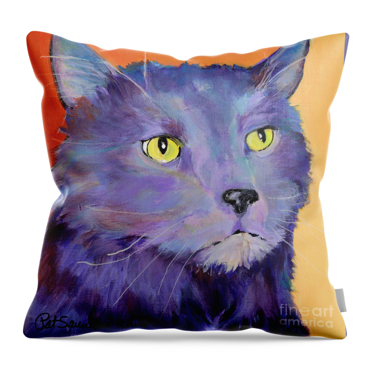 Feline Throw Pillow featuring the painting Frenchy by Pat Saunders-White
