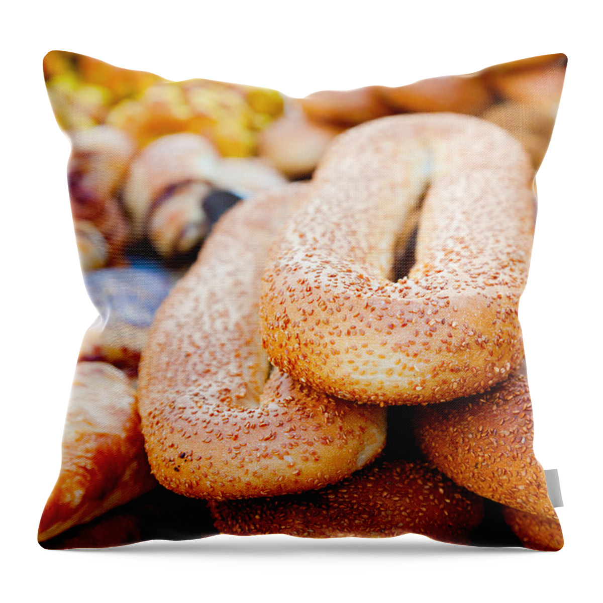 Bread Throw Pillow featuring the photograph Fresh bread by Alexey Stiop
