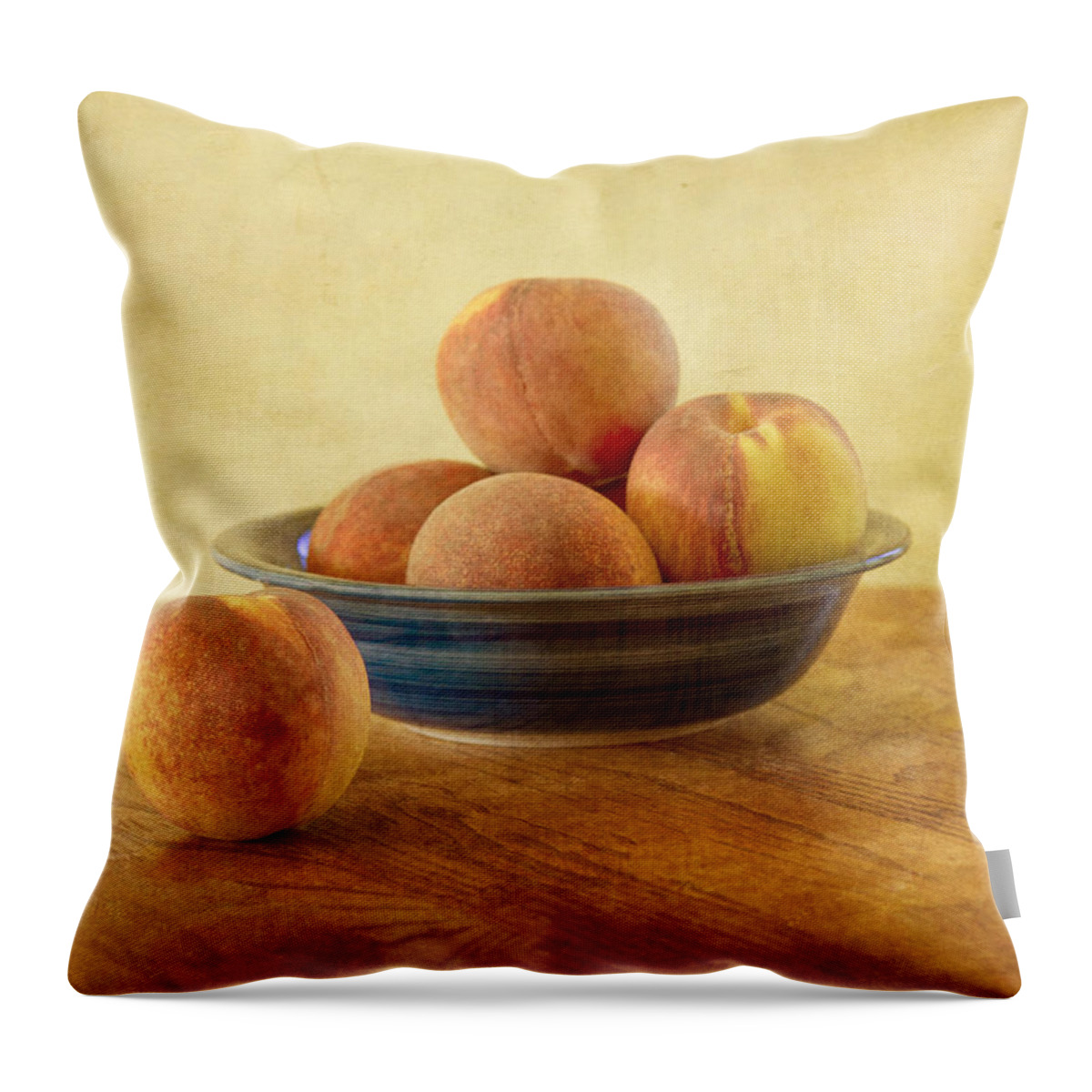 Peach Throw Pillow featuring the photograph Fresh Peaches by Kim Hojnacki