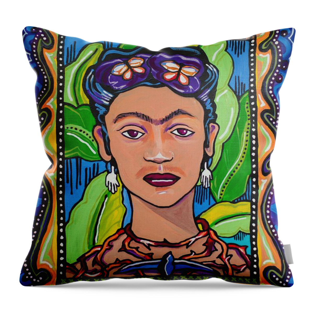Frida Kahlo Throw Pillow featuring the painting Frida by Mardi Claw