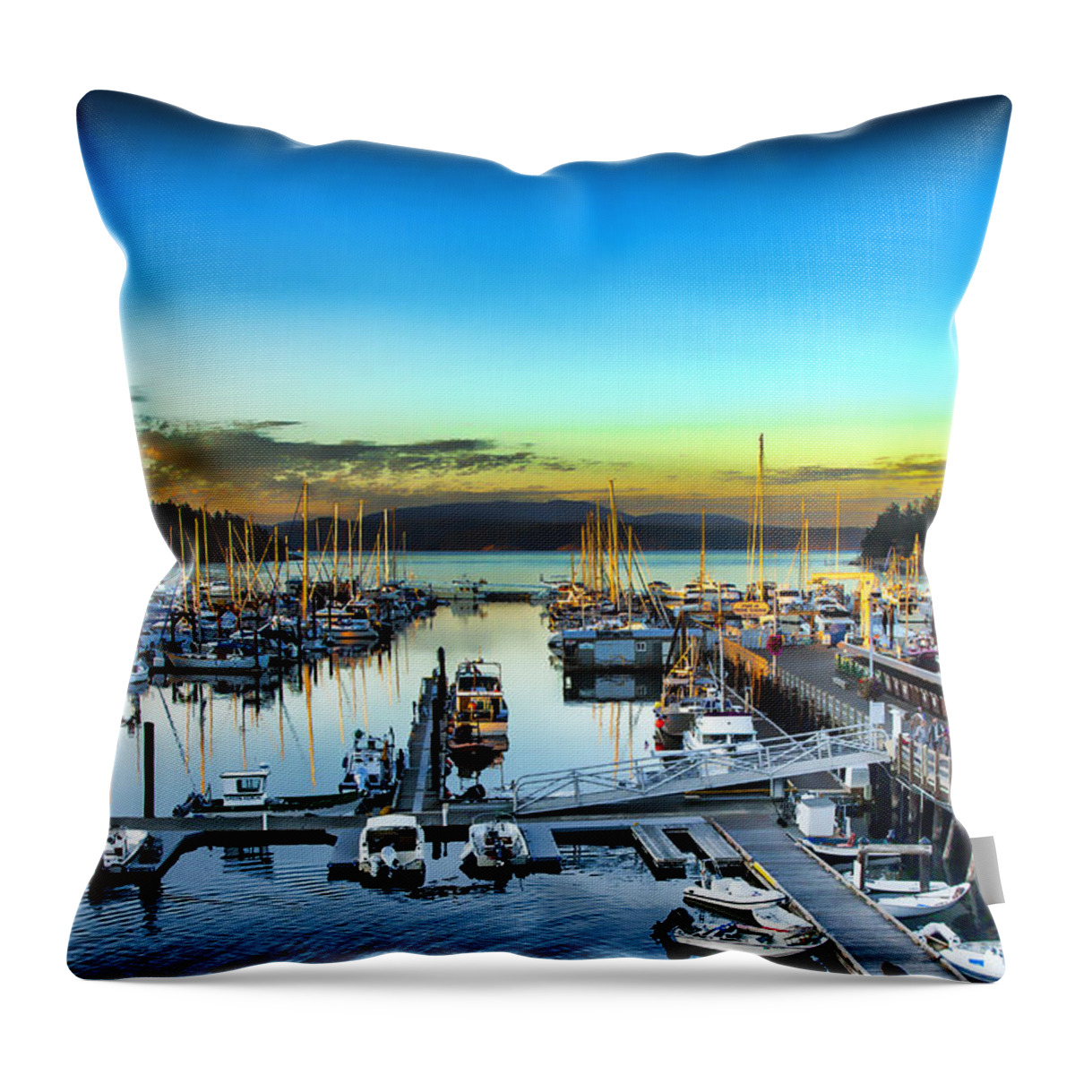 Marina Throw Pillow featuring the photograph Friday Harbor by J Michael Nettik