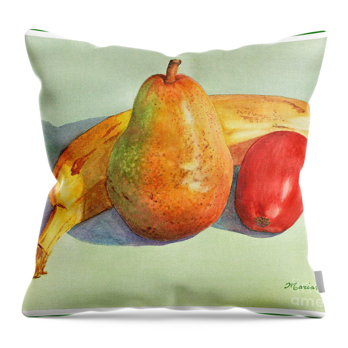 Fruit Throw Pillow featuring the painting Friendly Trio by Mariarosa Rockefeller