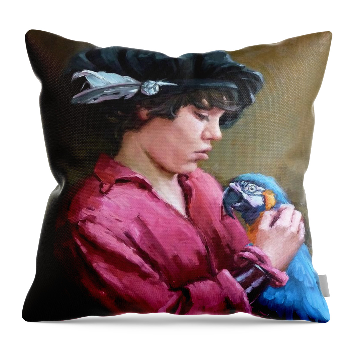 Boy Throw Pillow featuring the painting Friendship by Viktoria K Majestic