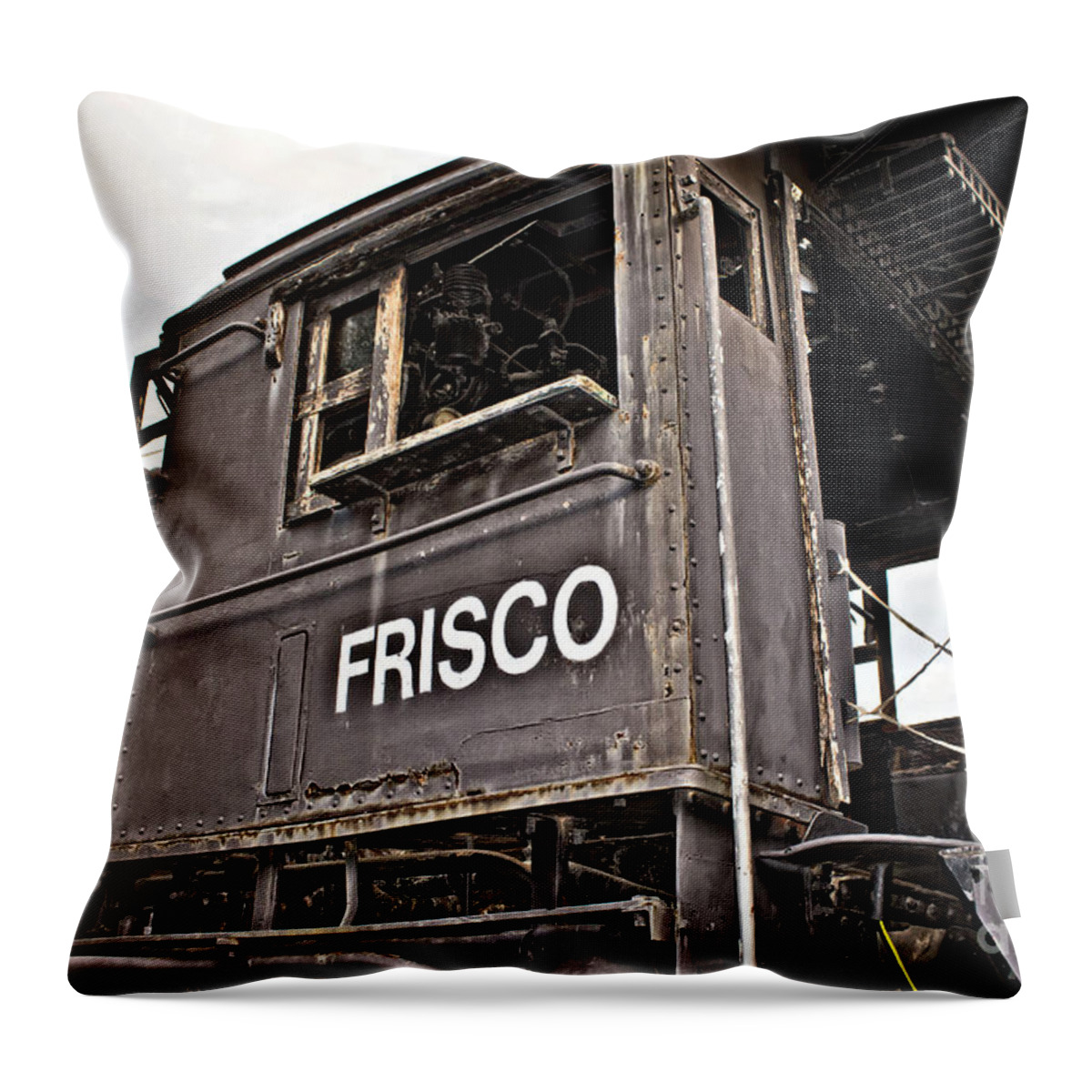 Frisco Throw Pillow featuring the photograph Frisco Locamotive Cab by Ms Judi