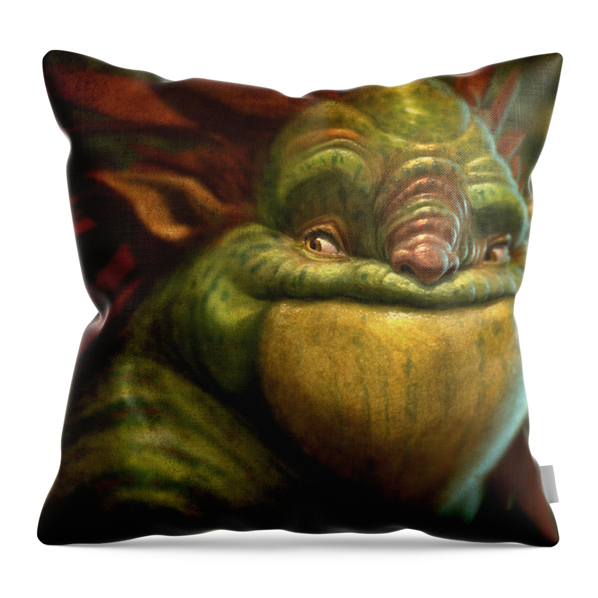 Fantasy Creature Throw Pillow featuring the digital art Frogman by Aaron Blaise