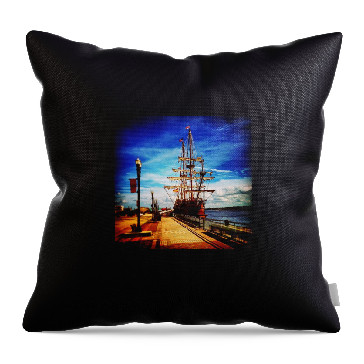 Spanishpirates Throw Pillow featuring the photograph Pirate Ship by Brandon McKenzie