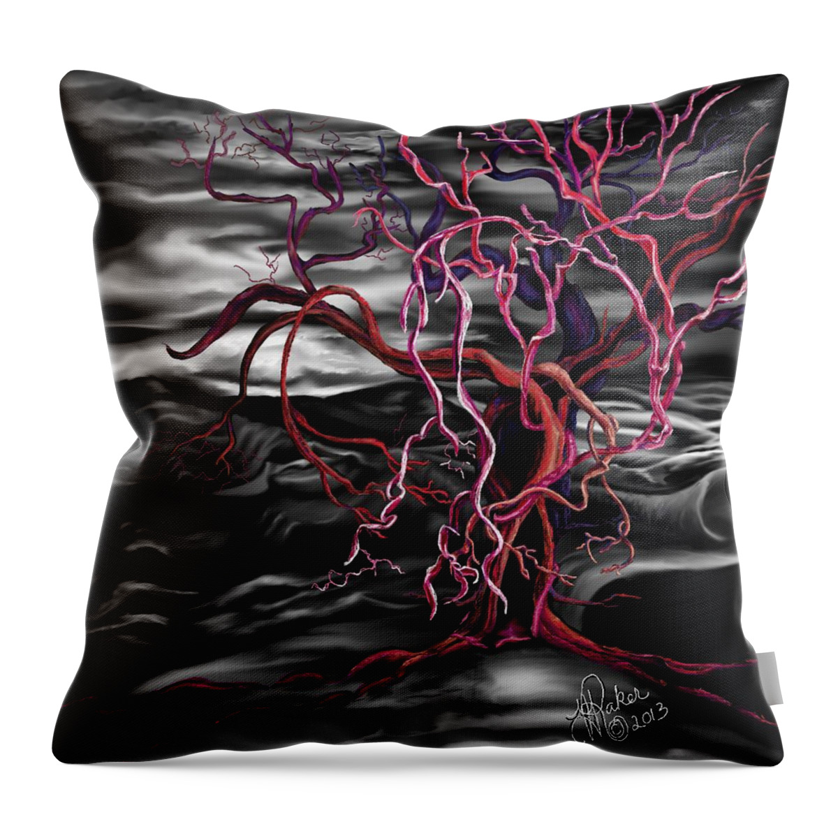 Dark Throw Pillow featuring the painting From Out of the Darkness by Yolanda Raker