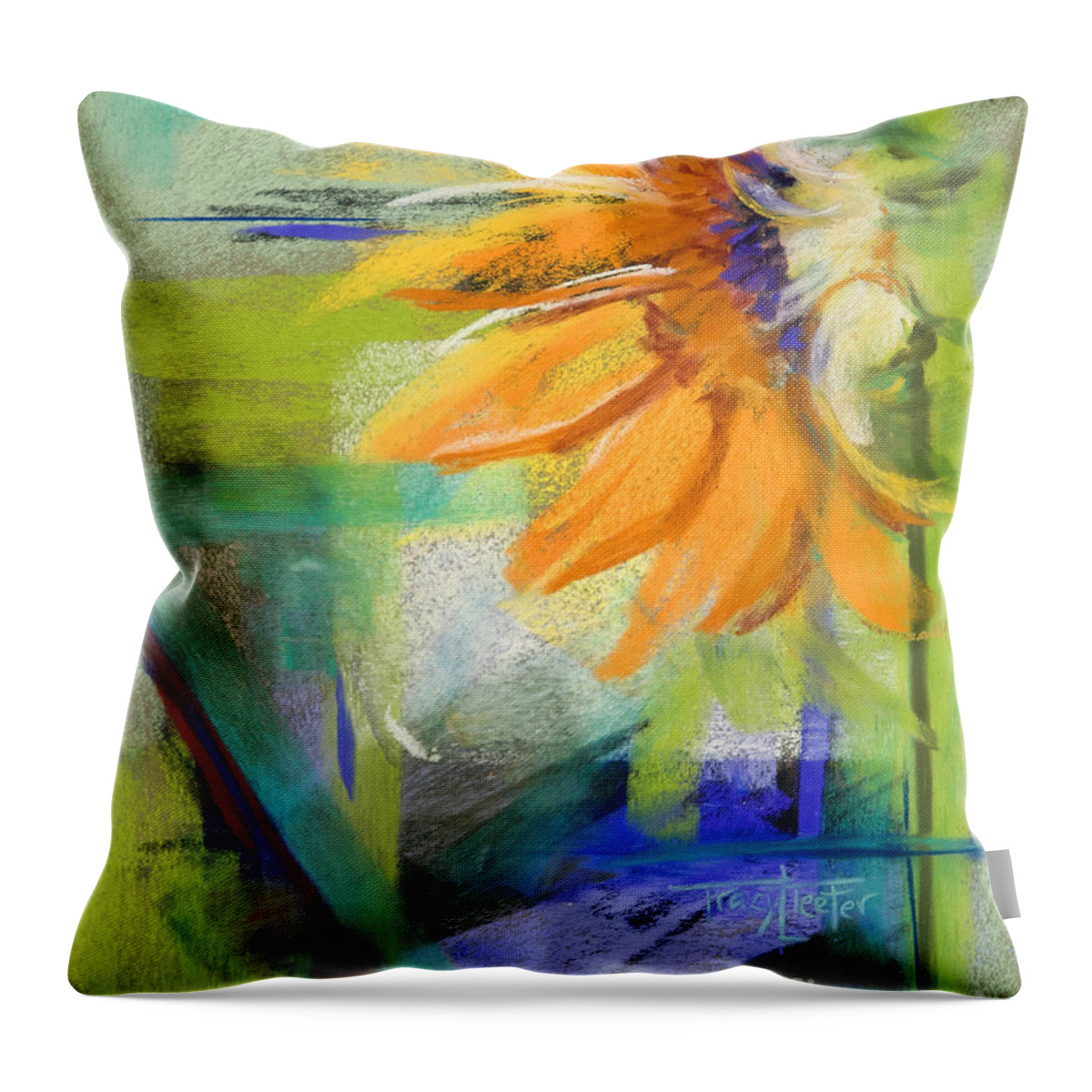 Kansas Throw Pillow featuring the pastel From the Soil by Tracy L Teeter 