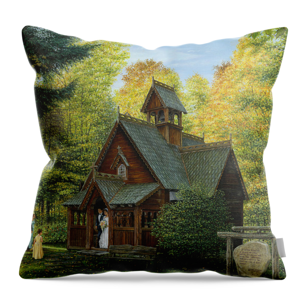 Boynton Chapel Throw Pillow featuring the painting From This Day Forward by Doug Kreuger