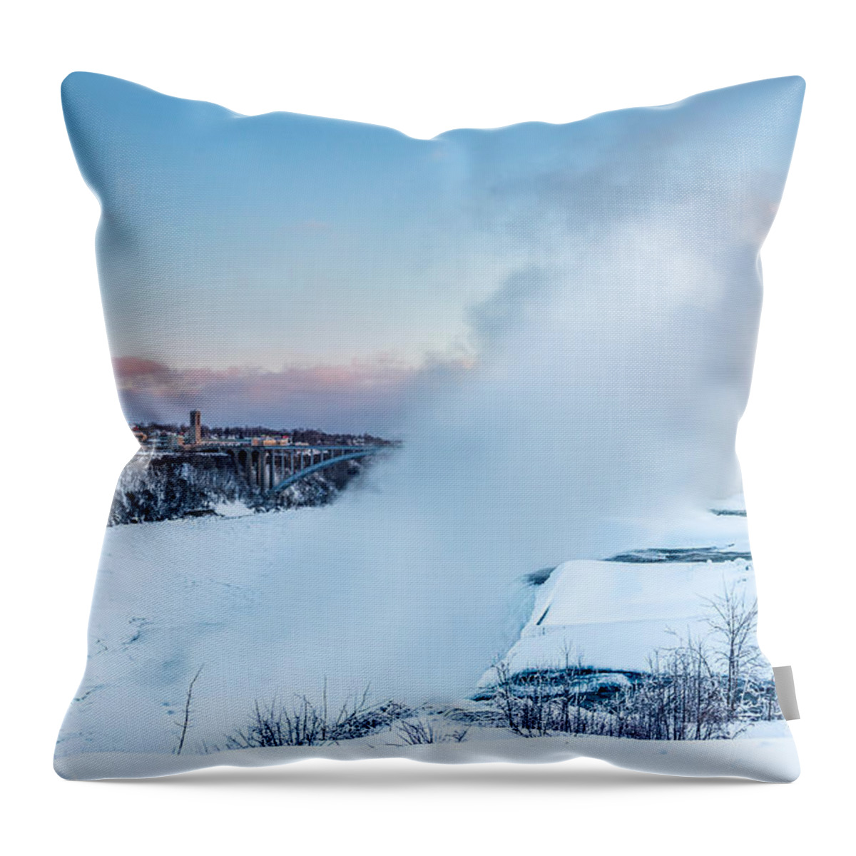 Landscape Throw Pillow featuring the photograph Frozen Niagara N1 by Chris Bordeleau
