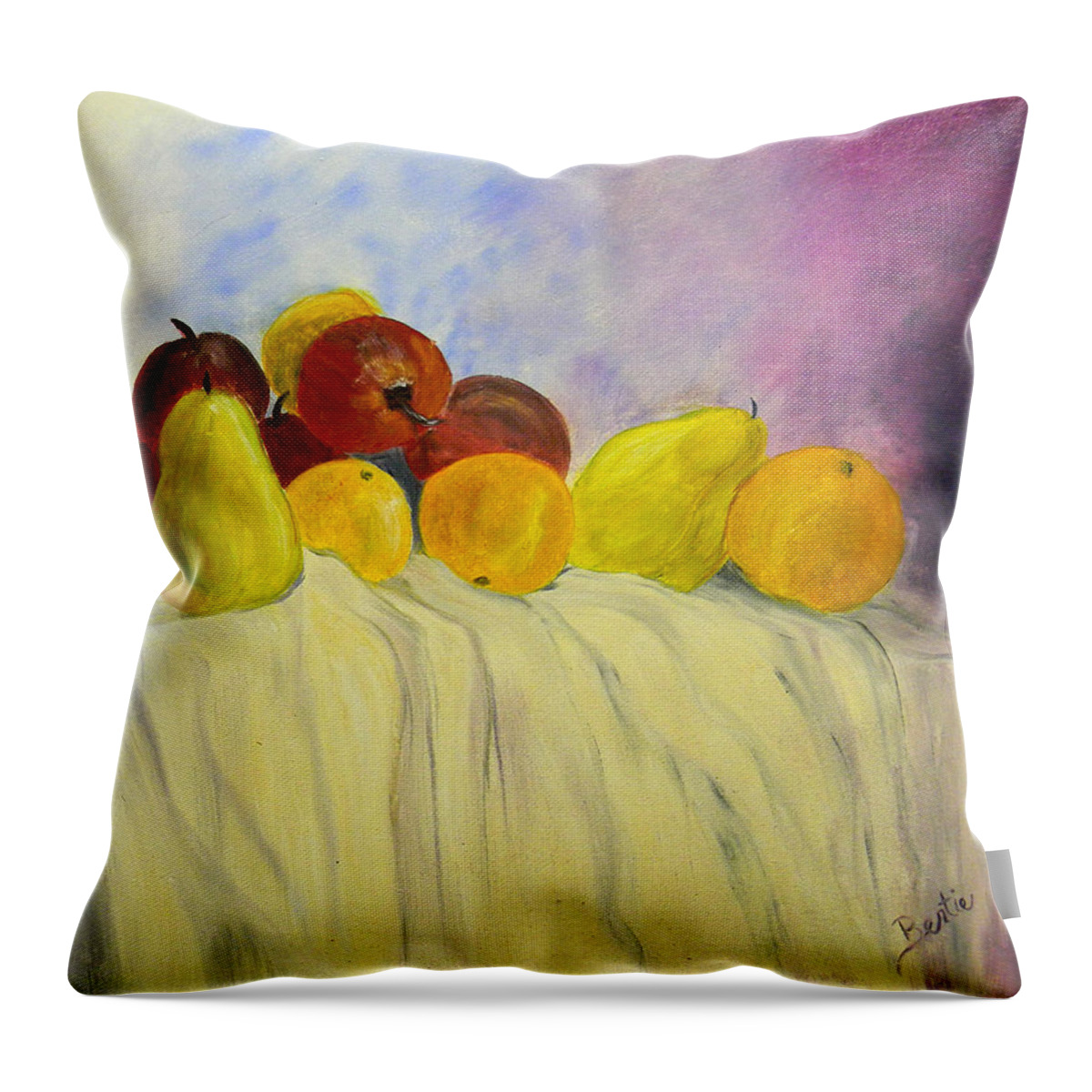 Fruit Throw Pillow featuring the painting Fruit by Bertie Edwards