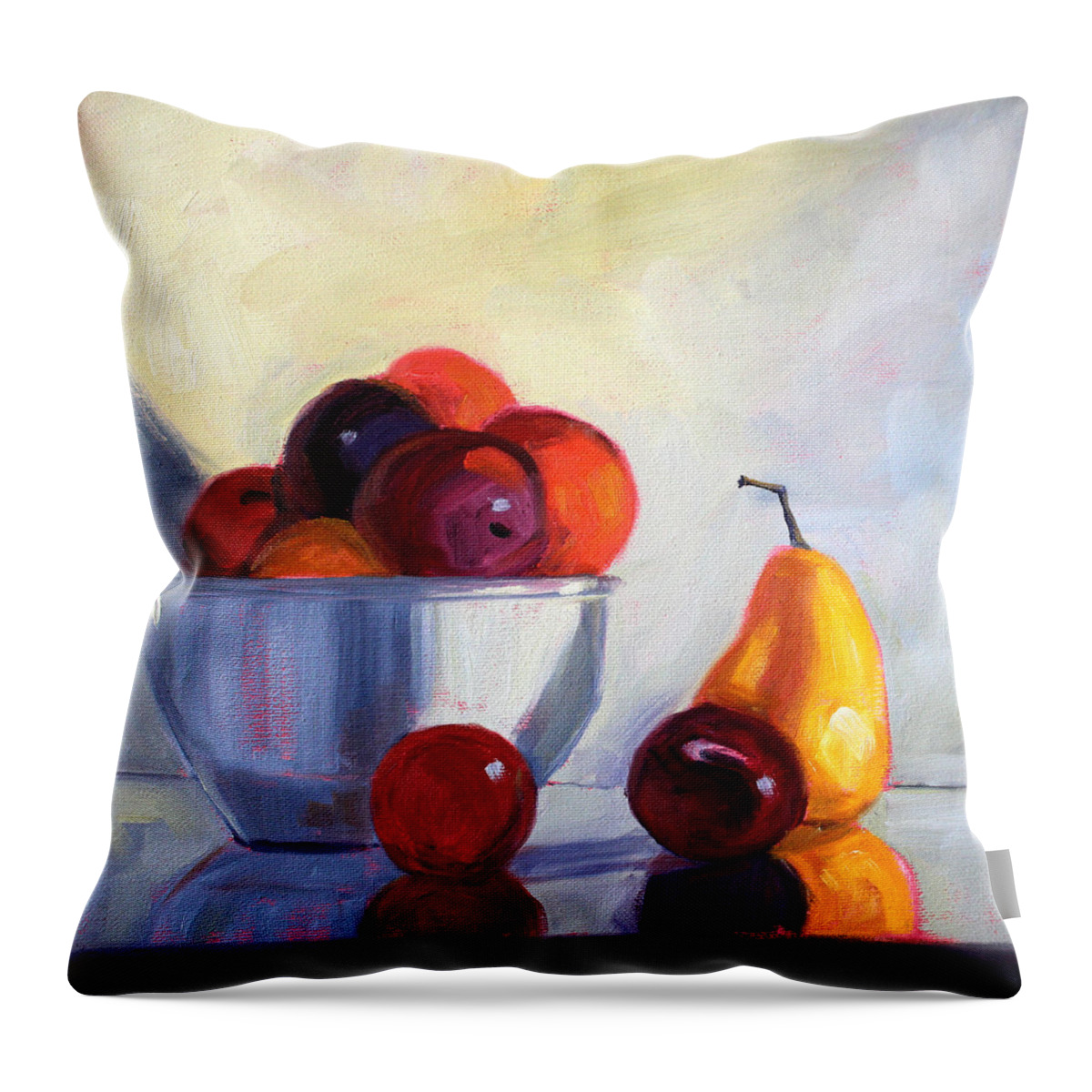 Fruit Throw Pillow featuring the painting Fruit Bowl by Nancy Merkle