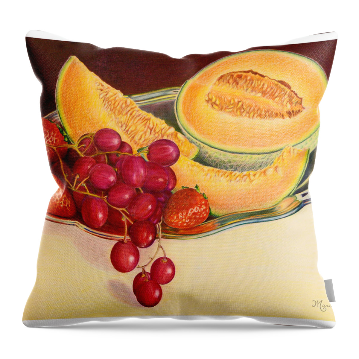 Fruit Throw Pillow featuring the painting Fruit Platter by Mariarosa Rockefeller