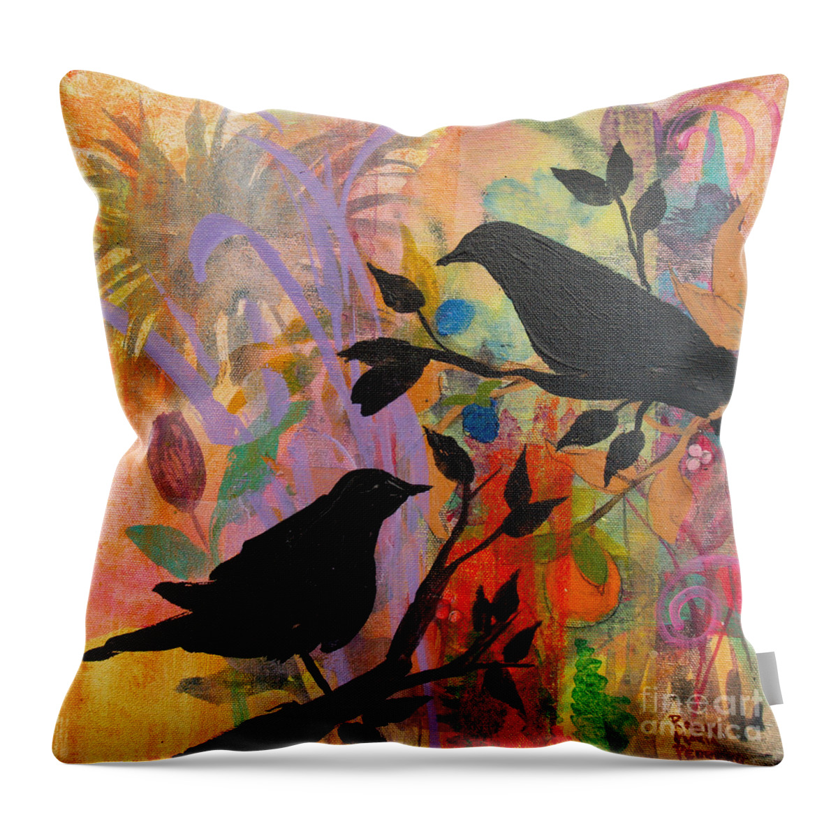 Fruited Branches By Robin Maria Pedrero Throw Pillow featuring the painting Fruited Branches by Robin Pedrero