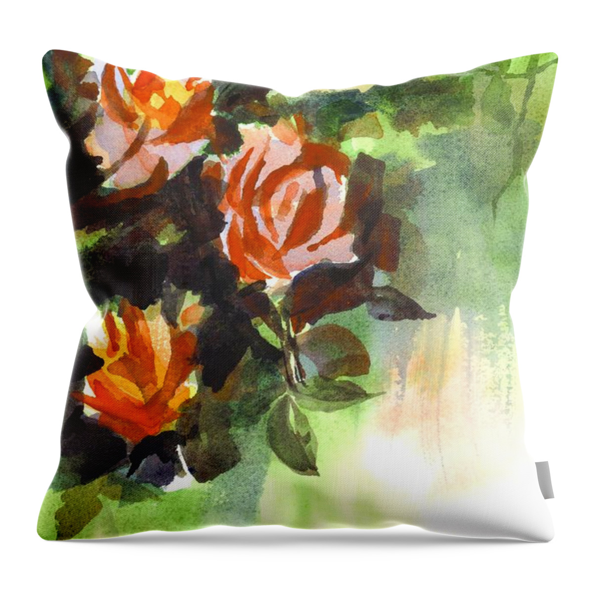 Fugitive Red Roses Throw Pillow featuring the painting Fugitive Red Roses by Kip DeVore