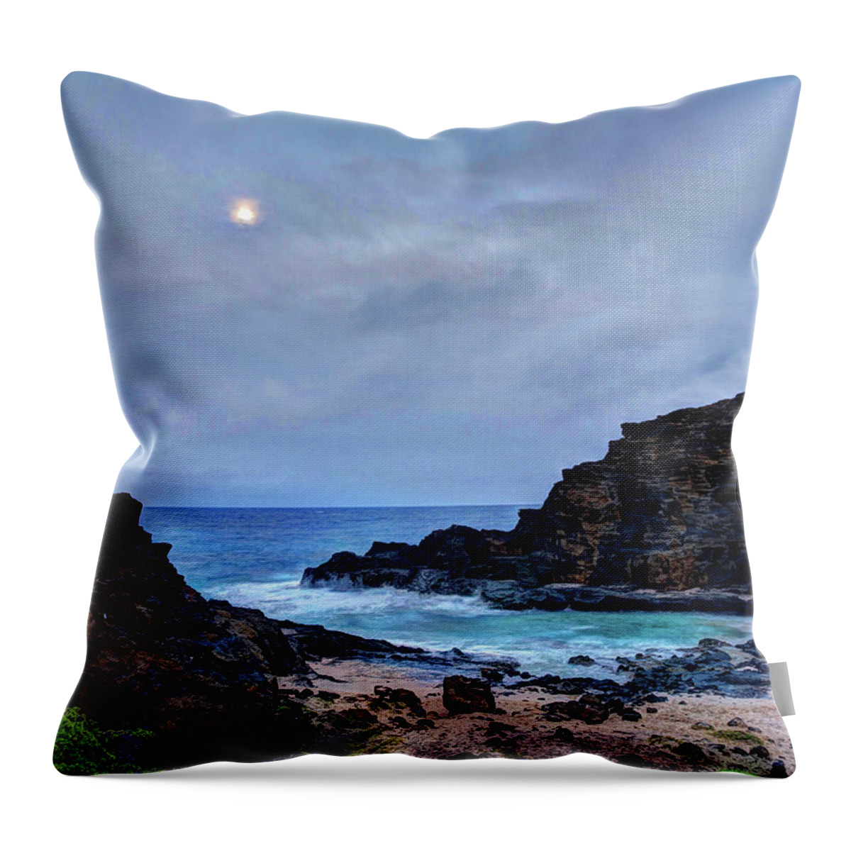 Tranquility Throw Pillow featuring the photograph Full Moon In The Clouds by Julie Thurston