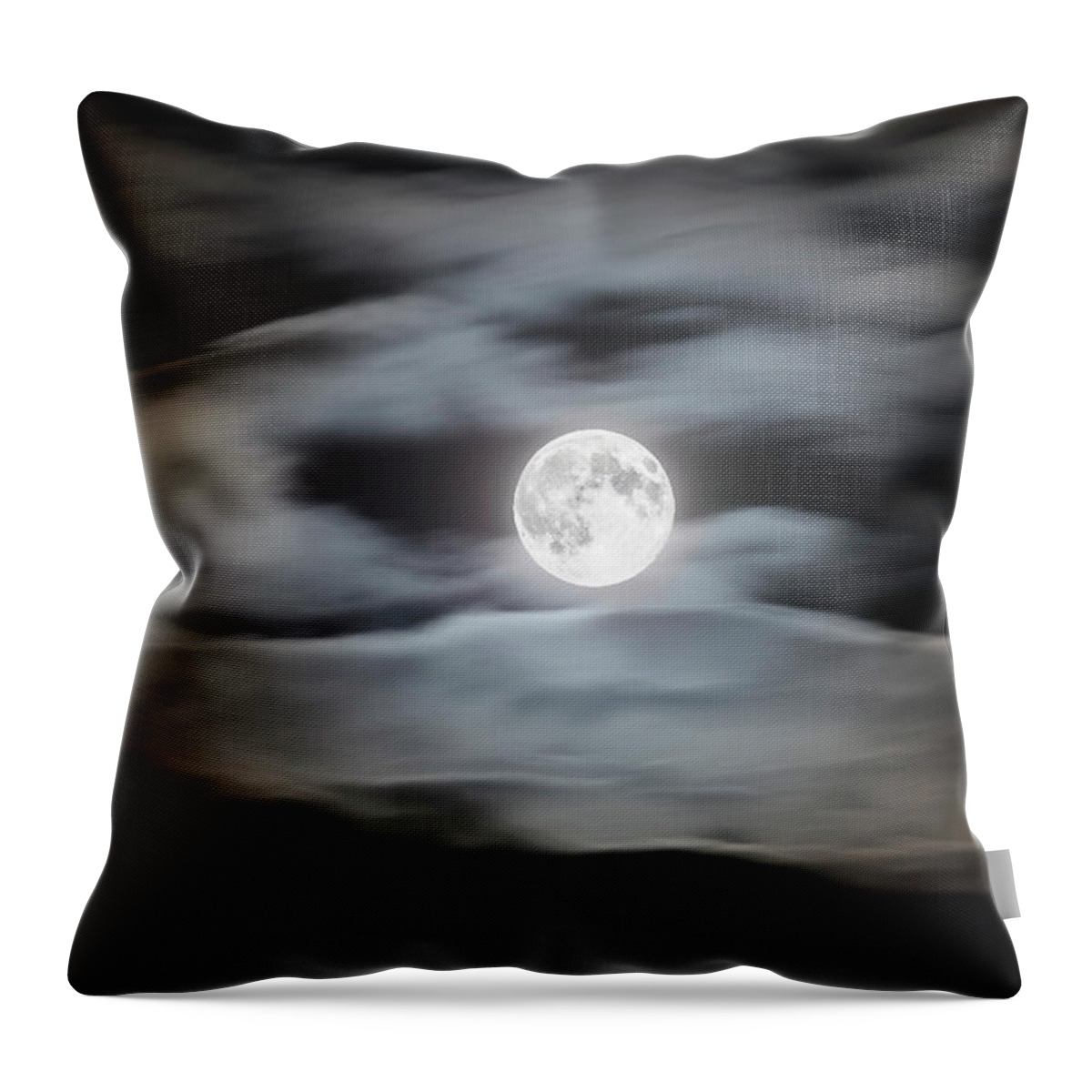 Spooky Throw Pillow featuring the photograph Full Moon On A Cloudy Night Sky by Bjorn Holland