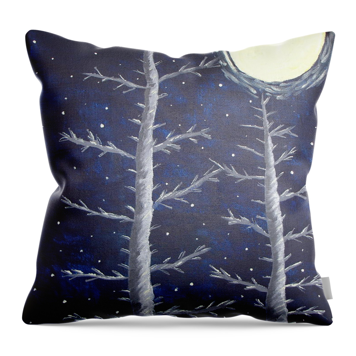 Moon Throw Pillow featuring the painting Full Moon Strength by Angie Butler