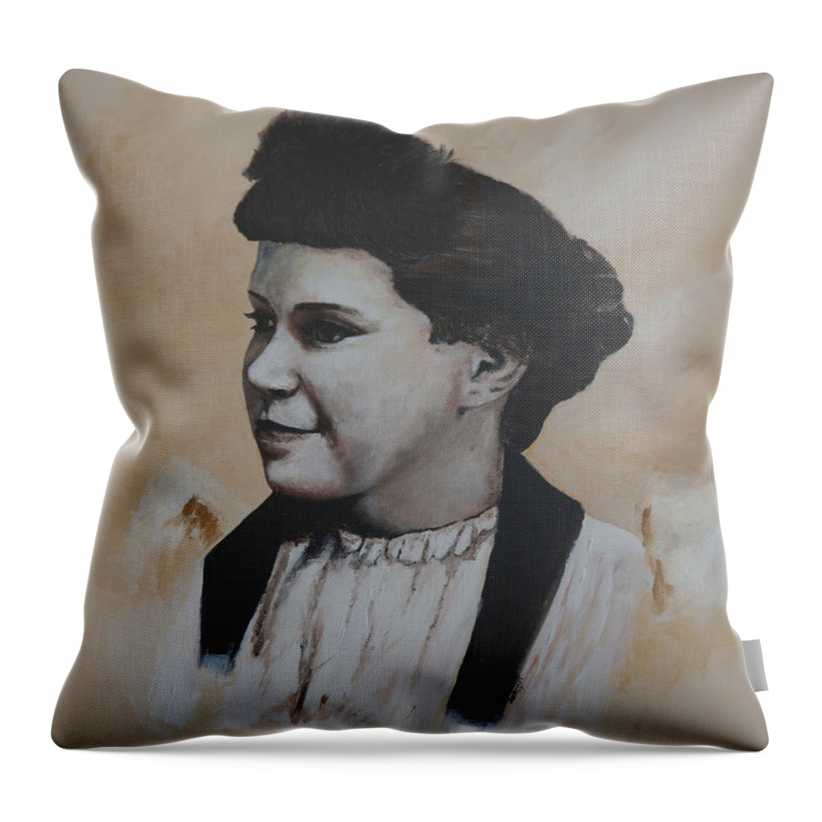 Portrait Throw Pillow featuring the painting Margaret by Chuck Gebhardt