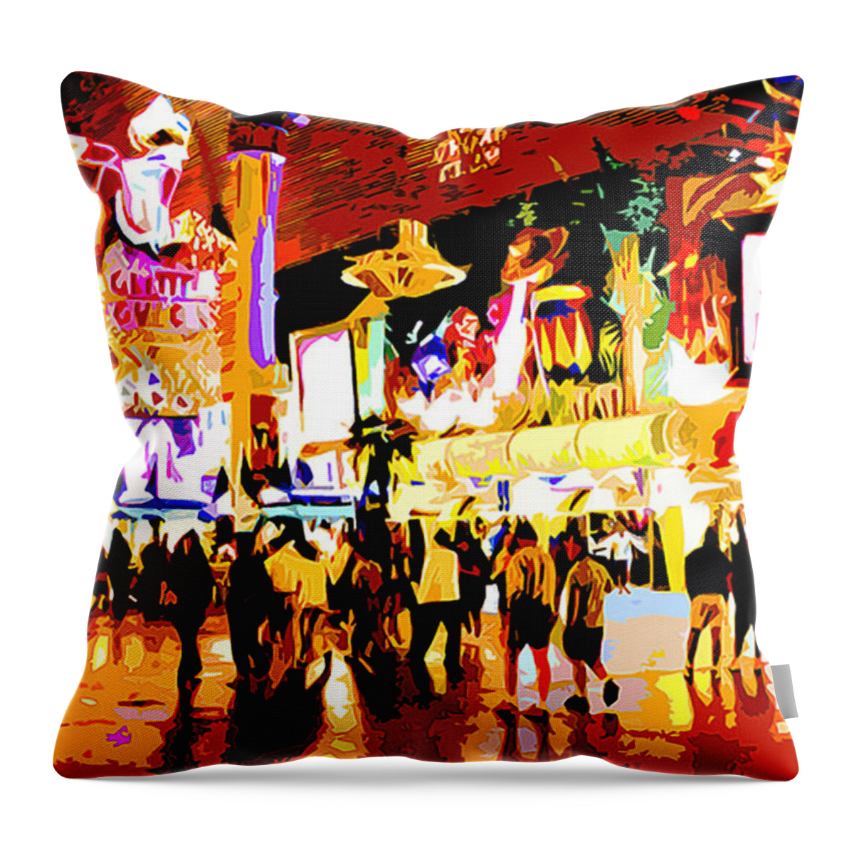 Las Vegas Throw Pillow featuring the painting Fun time in Old Las Vegas by CHAZ Daugherty
