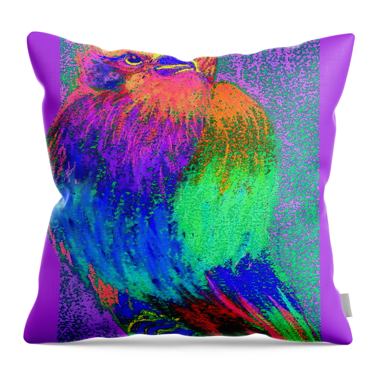 Art Throw Pillow featuring the painting Funky Lilac Breasted Roller Bird Art Prints by Sue Jacobi