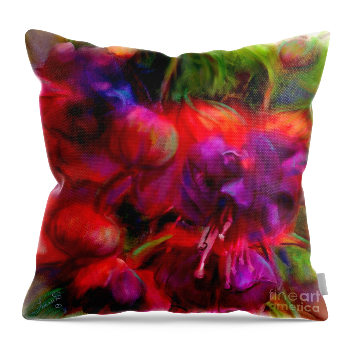 Fuschia Throw Pillow featuring the painting Fuschia Excitement by Francine Dufour Jones