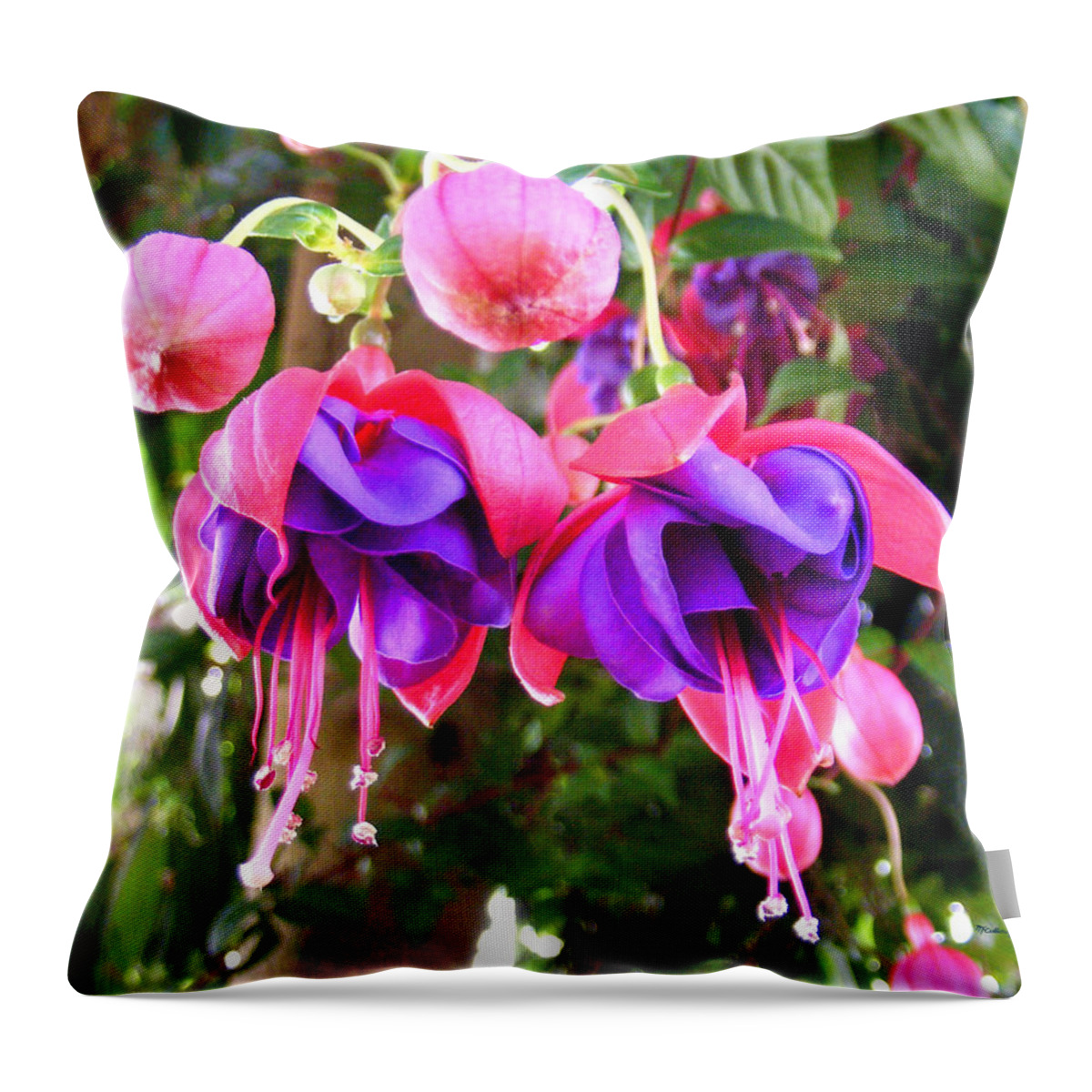 Plants Throw Pillow featuring the photograph Fushia Flowers 2 by Duane McCullough