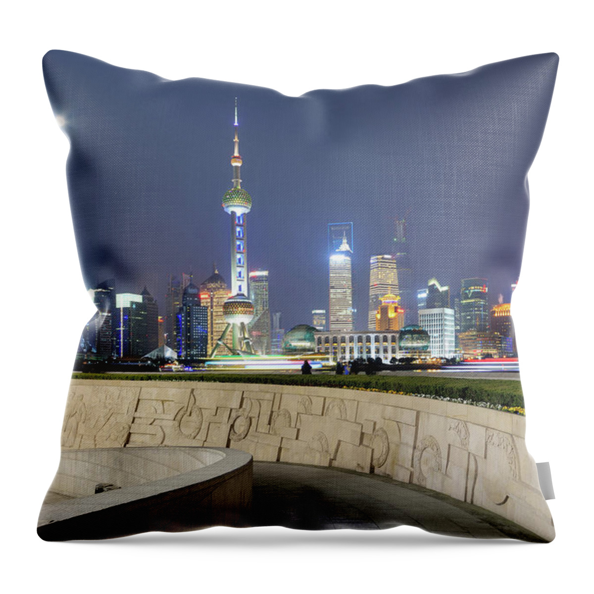 Tranquility Throw Pillow featuring the photograph Future City by Wei Fang