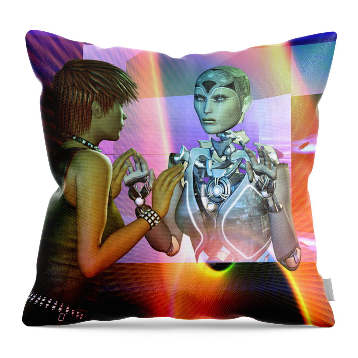  Throw Pillow featuring the digital art Futuristic Reality by Shadowlea Is