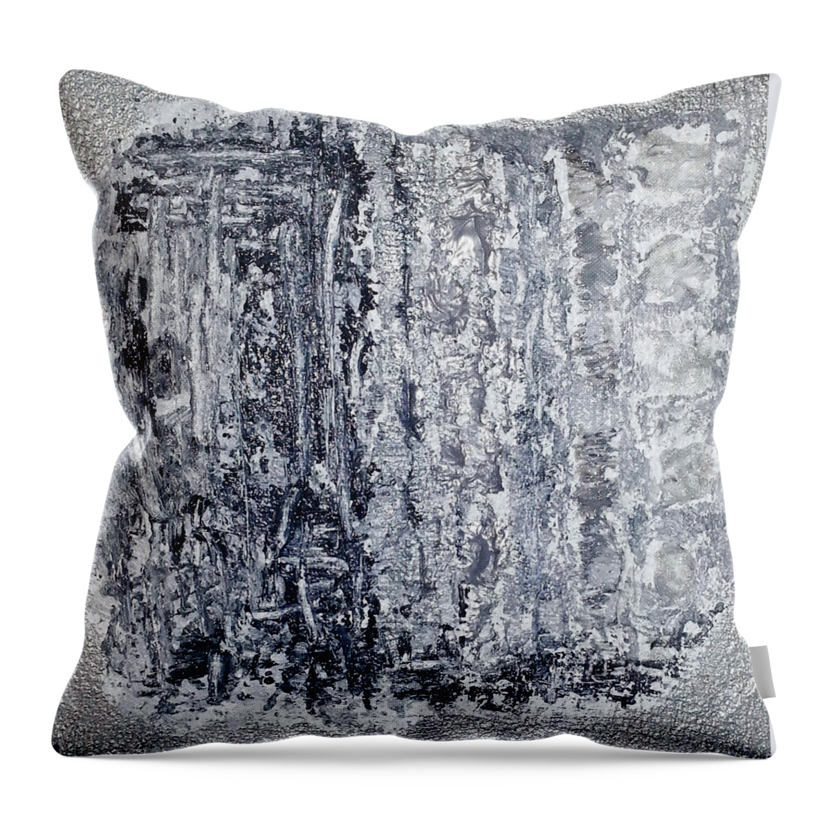 Abstract Artwork Throw Pillow featuring the painting G1 - greys by KUNST MIT HERZ Art with heart