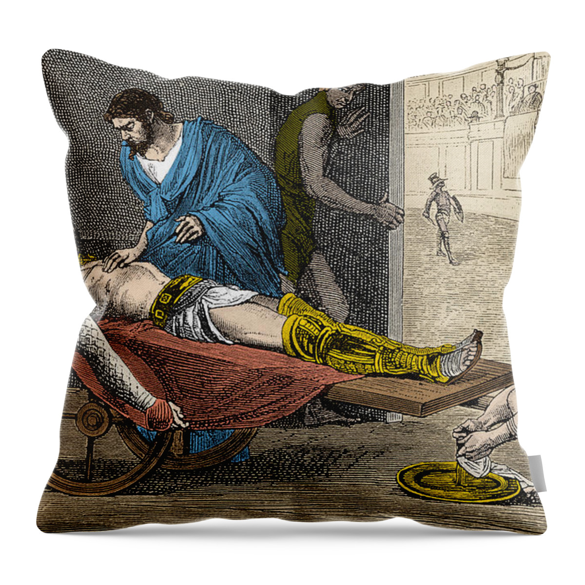 Science Throw Pillow featuring the photograph Galen Treating Gladiator by Science Source