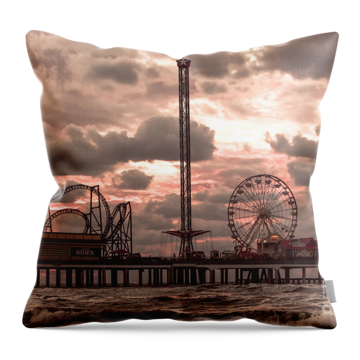 Landscape Throw Pillow featuring the photograph Galveston Island Morning by Robert Frederick