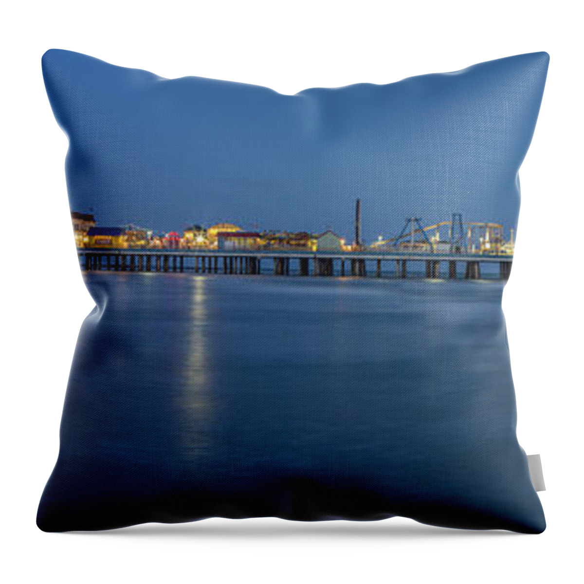 Galveston Throw Pillow featuring the photograph Galveston Pier  by John McGraw