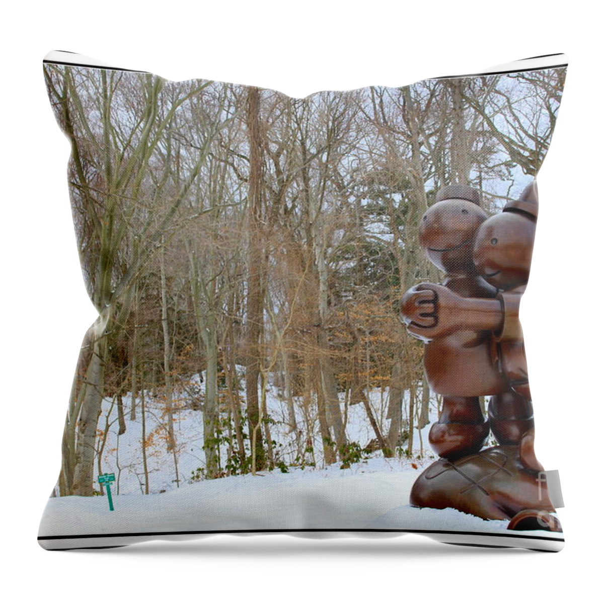 Winter Throw Pillow featuring the photograph Garden Art In Winter by Dora Sofia Caputo