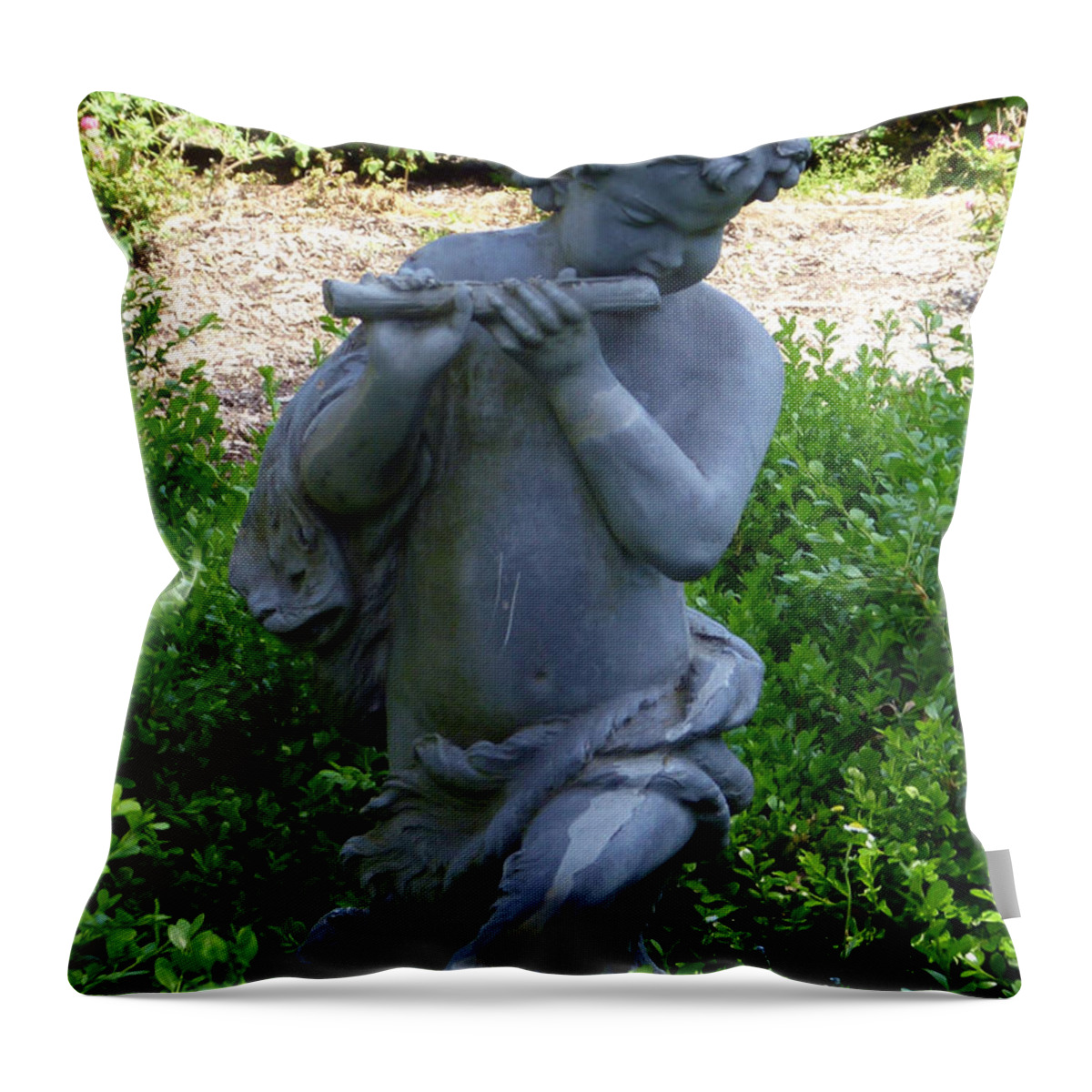 Flute Throw Pillow featuring the photograph Garden Flutist by Richard Bryce and Family