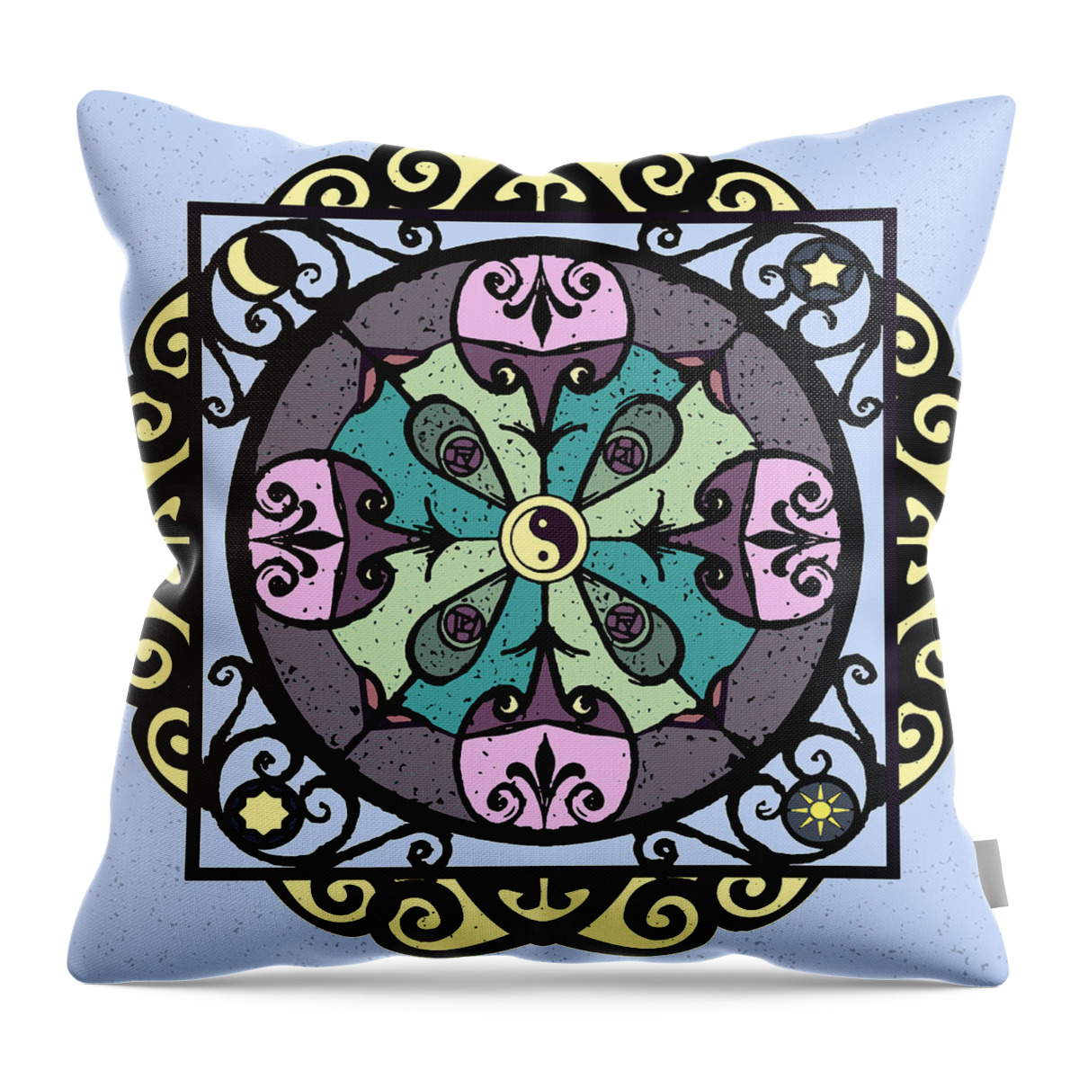 Mandala Throw Pillow featuring the digital art Garden Gate Mandala by Deborah Smith
