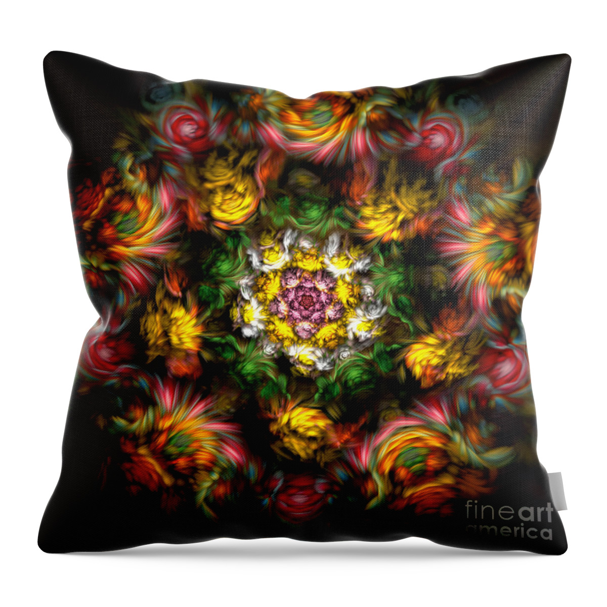 Mandala Throw Pillow featuring the digital art Garden of Dreams by Olga Hamilton