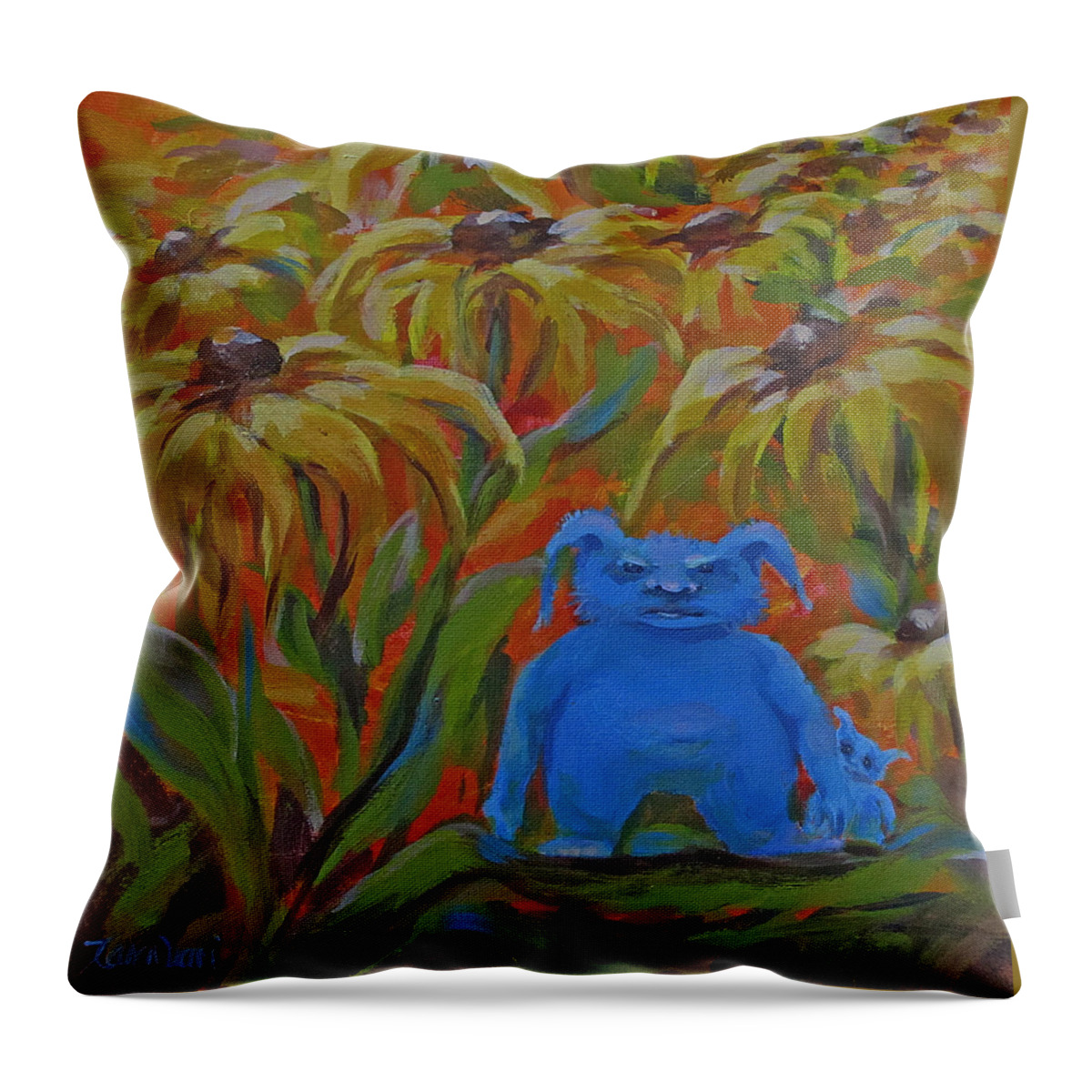 Fun Throw Pillow featuring the painting Garden Secrets by Karen Ilari