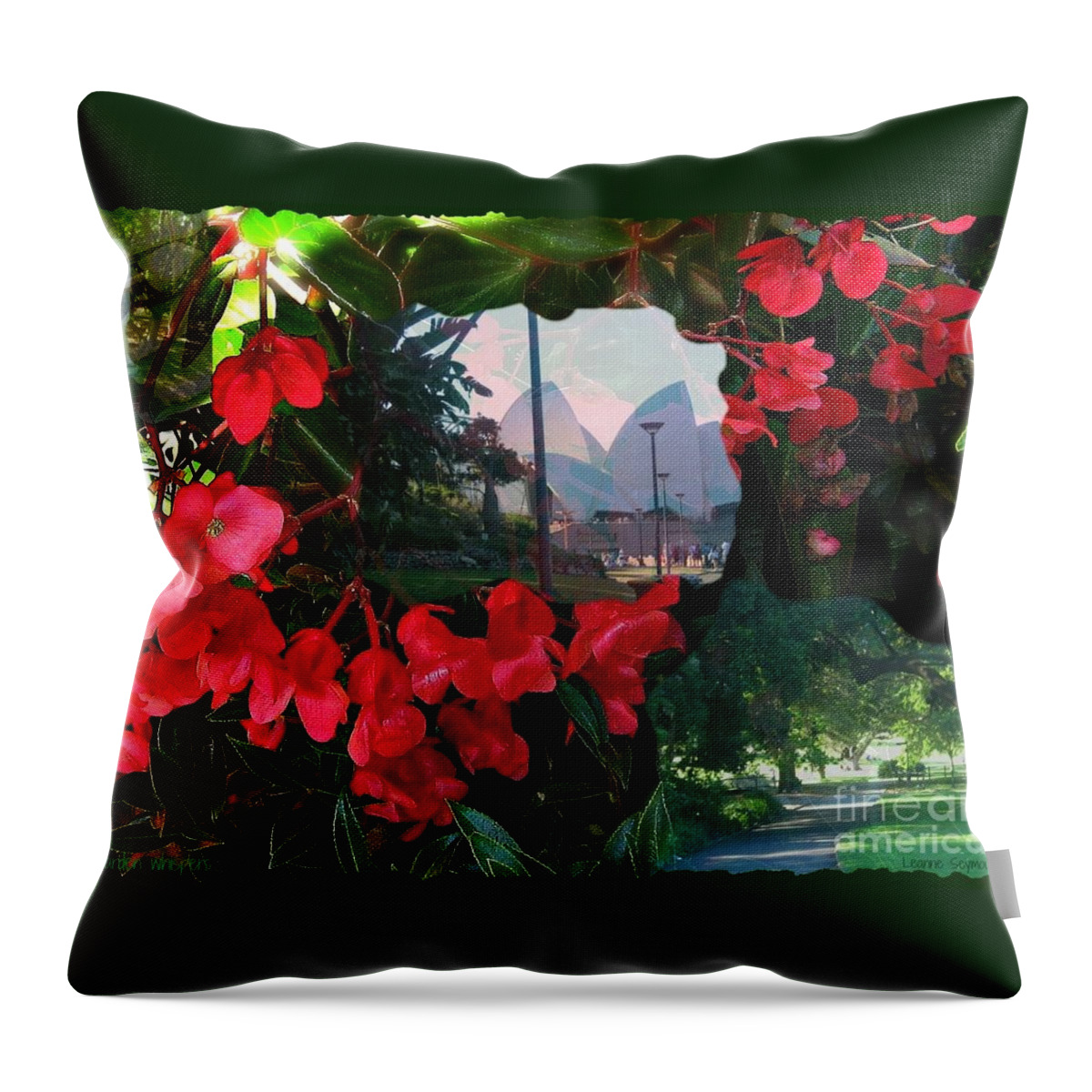Garden Throw Pillow featuring the mixed media Garden Whispers by Leanne Seymour