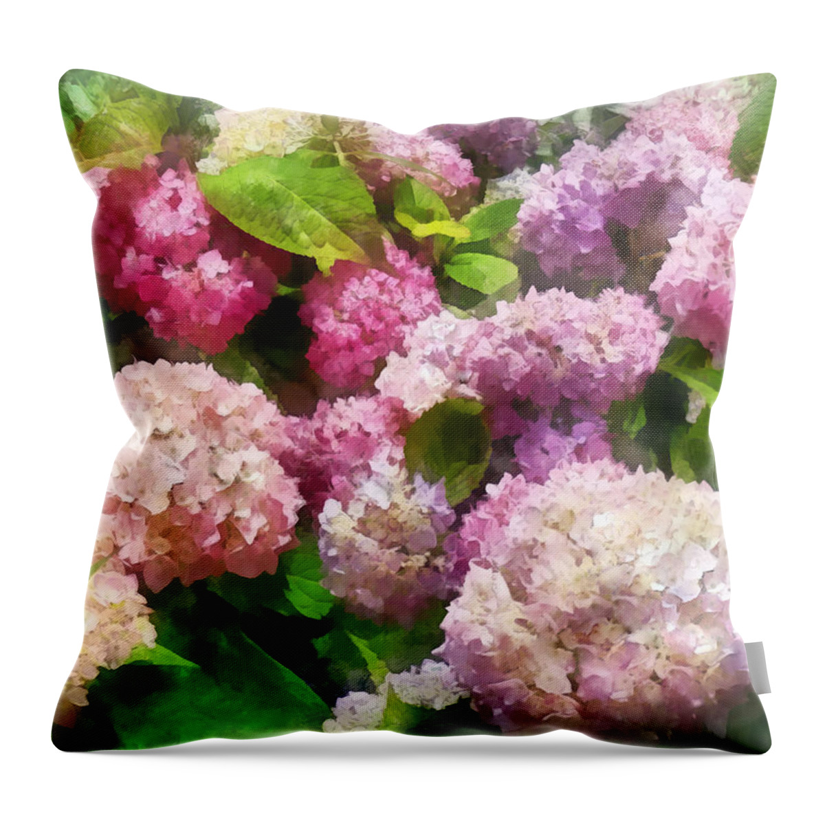 Hydrangea Throw Pillow featuring the photograph Gardens - Pink and Lavender Hydrangea by Susan Savad