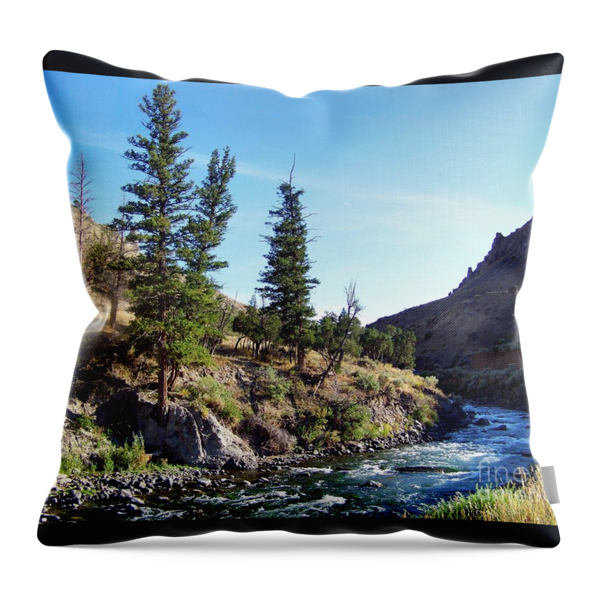 River Throw Pillow featuring the photograph Gardiner River by Charles Robinson