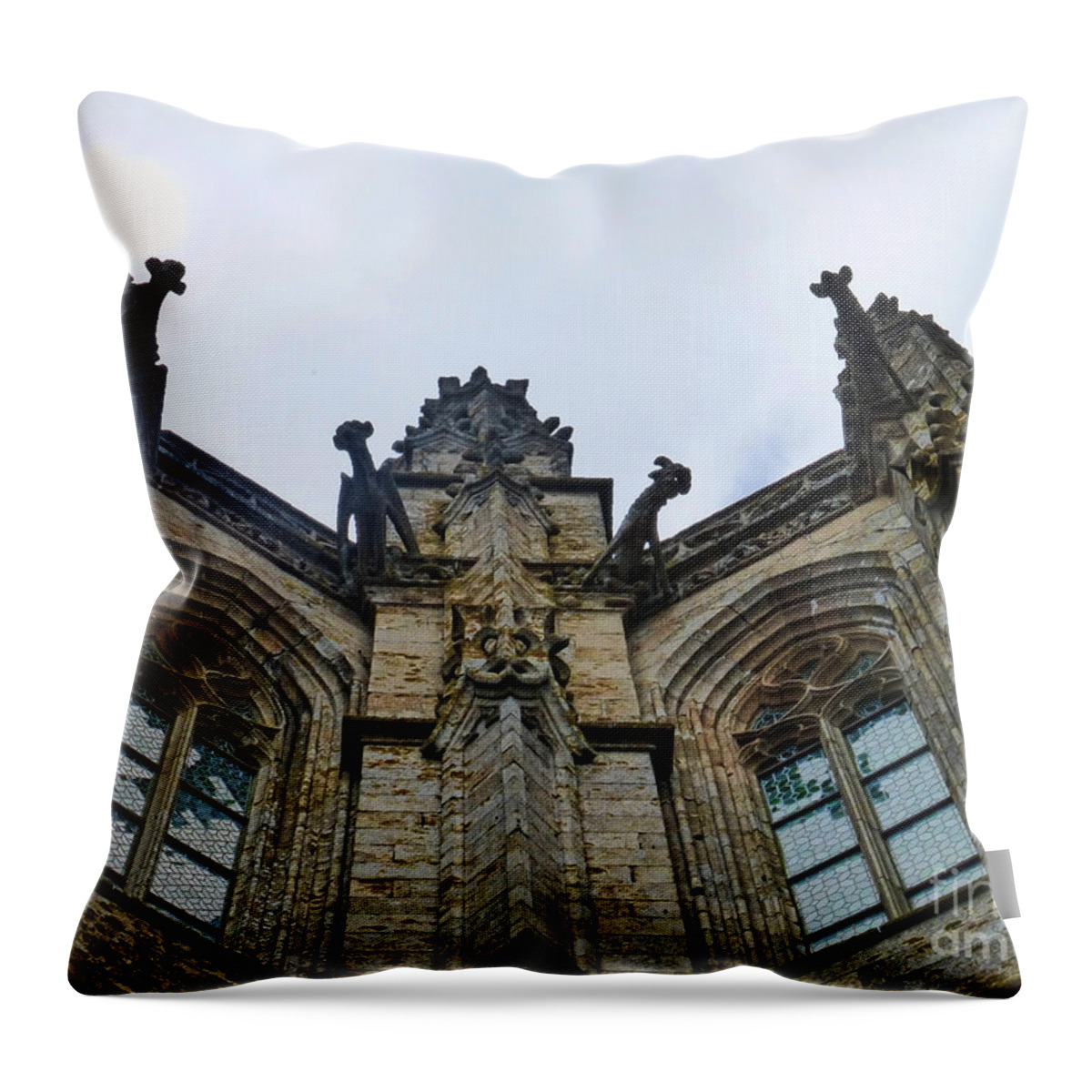 Europe Throw Pillow featuring the photograph Gargoyles at the Mont by Crystal Nederman