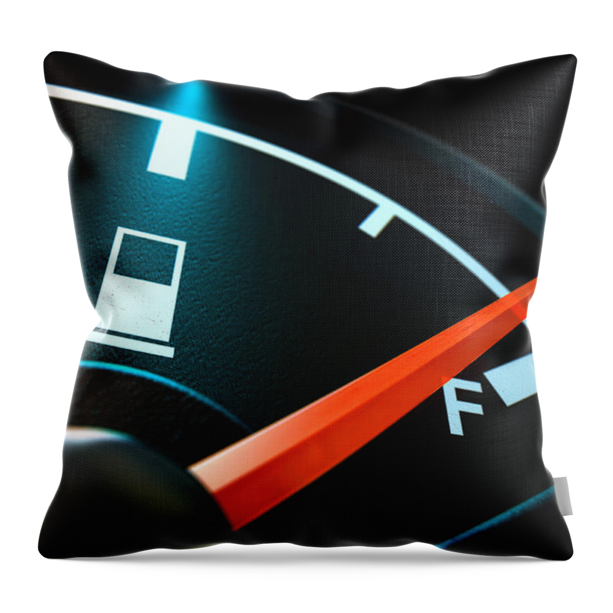 Fuel Throw Pillow featuring the digital art Gas Gage Illuminated Full by Allan Swart