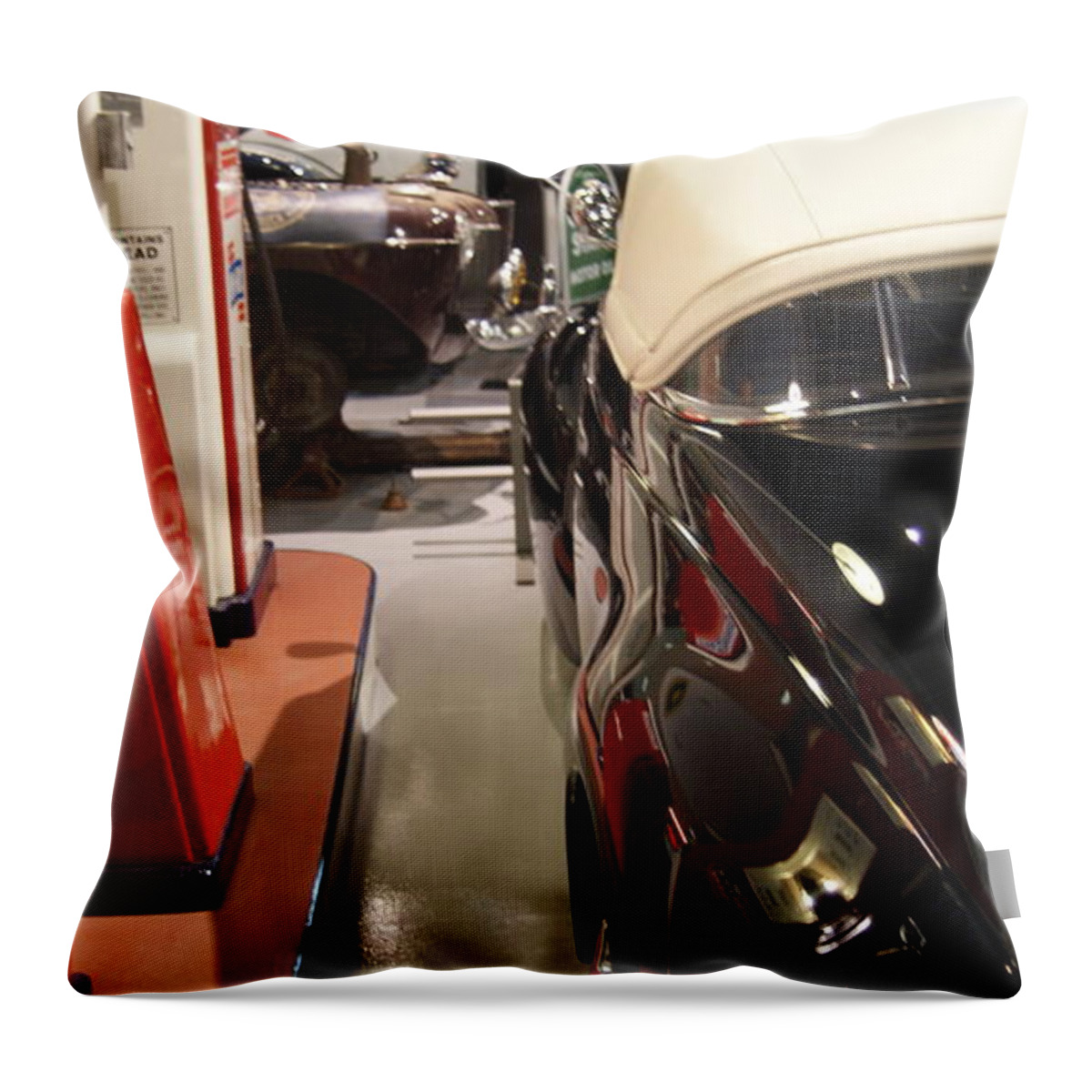 Antique Throw Pillow featuring the photograph Gas station from Past by Rob Luzier