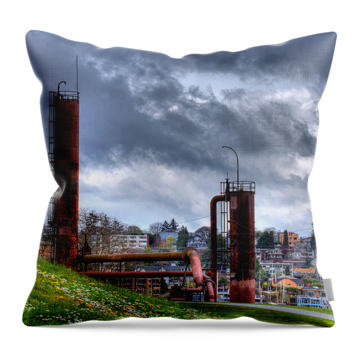 Gasworks Park Throw Pillow featuring the photograph Gasworks Park - Seattle Washington by David Patterson