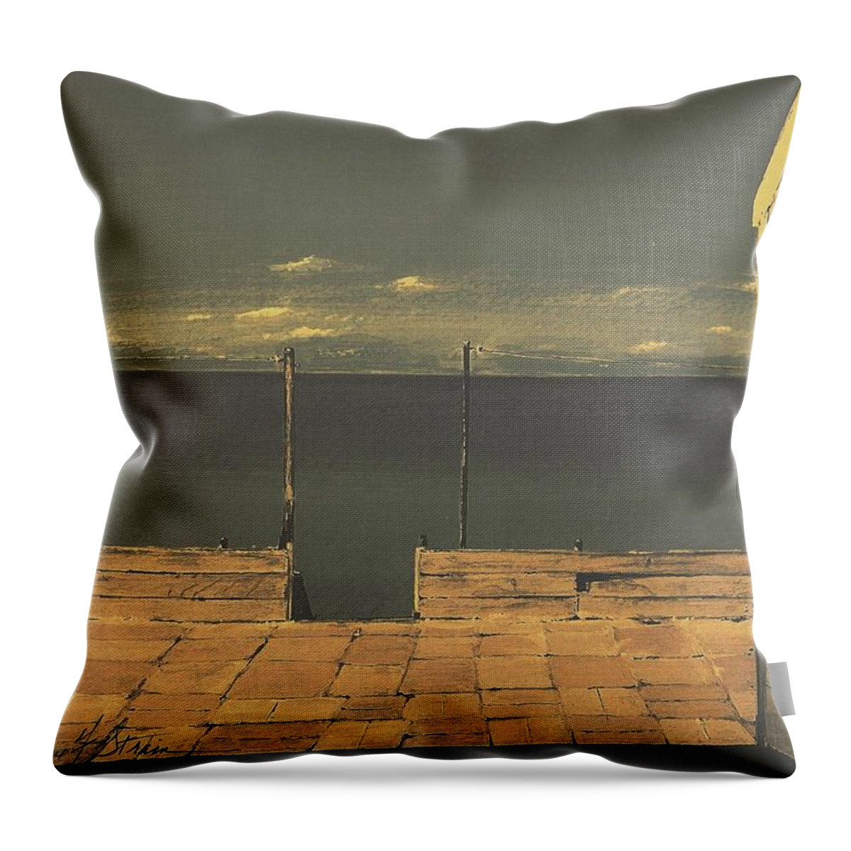 Stairs Throw Pillow featuring the painting Gateway to the Sea by Diane Strain