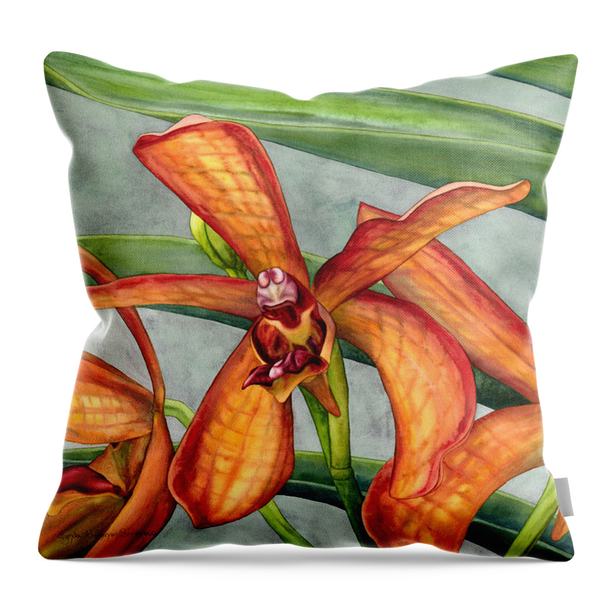 Orchid Throw Pillow featuring the painting Gayety by Lynda Hoffman-Snodgrass