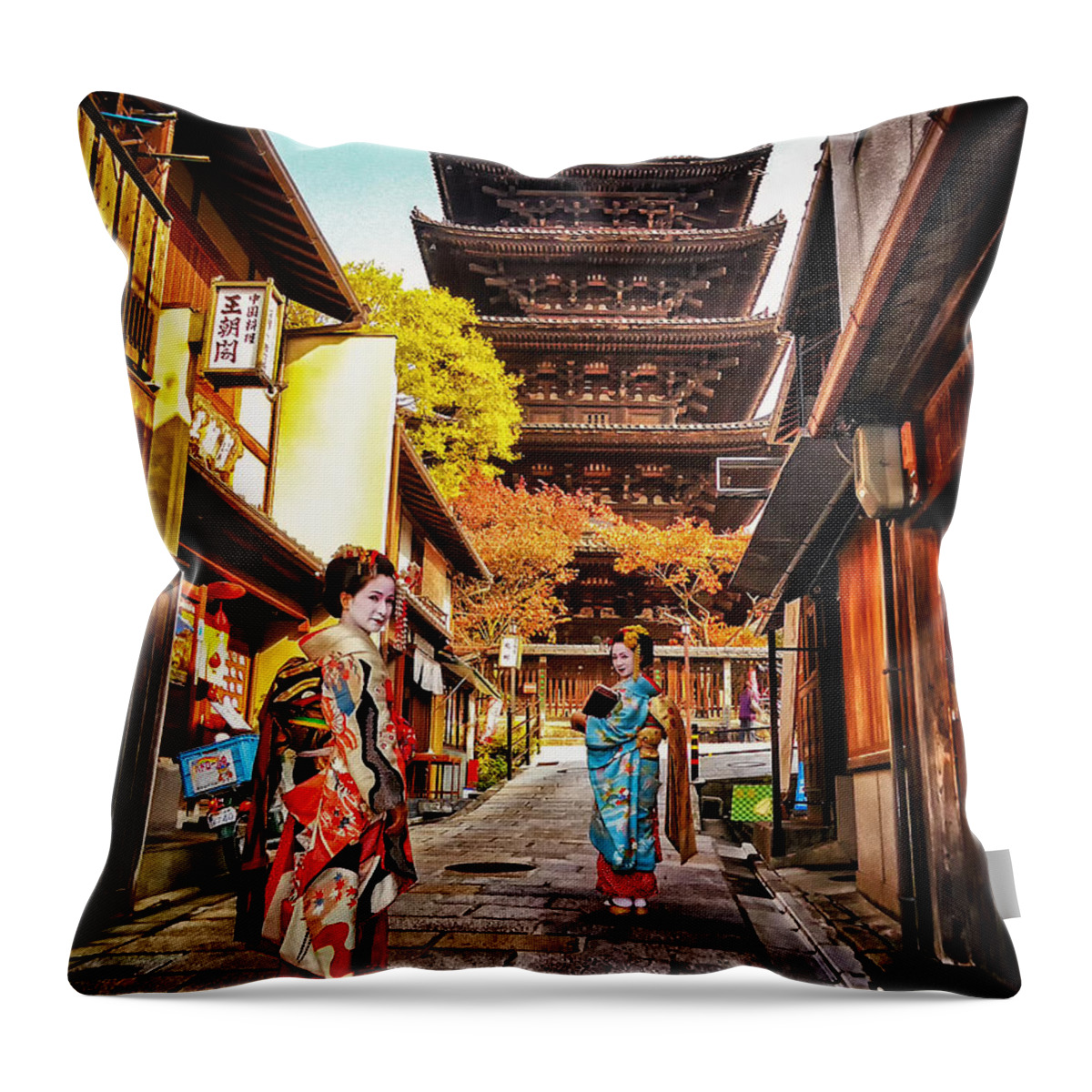 Geisha Throw Pillow featuring the photograph Geisha Temple by John Swartz